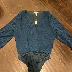 Teal Pleated Bodysuit